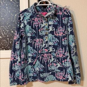 Lilly Pulitzer Skipper Popover Monkeying Around Print Bright Colorful Size Large